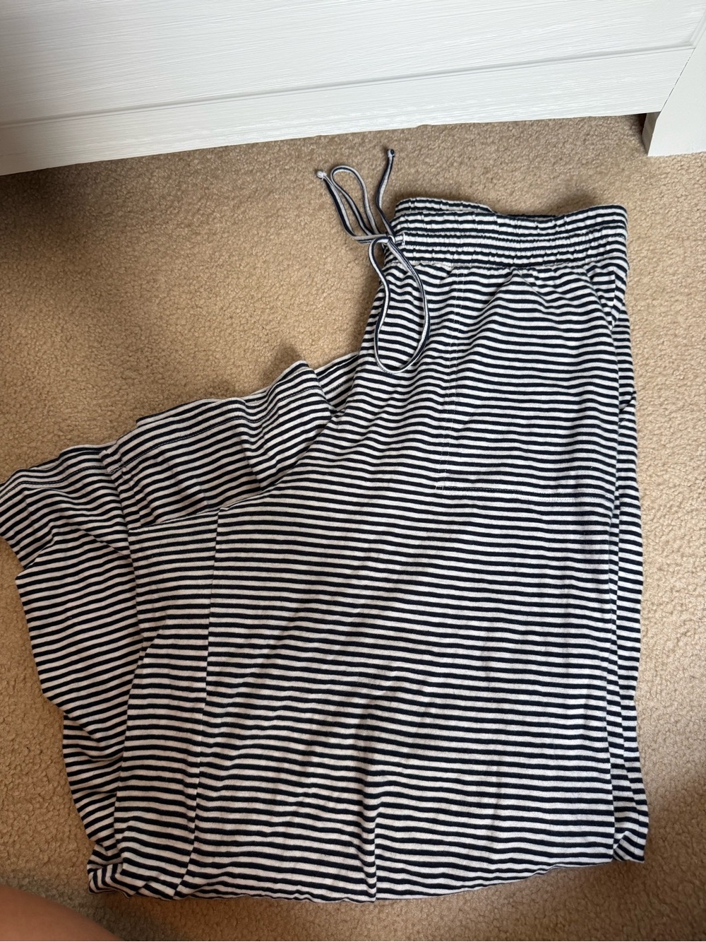 American Eagle Striped Navy and White Lounge wide leg pants
